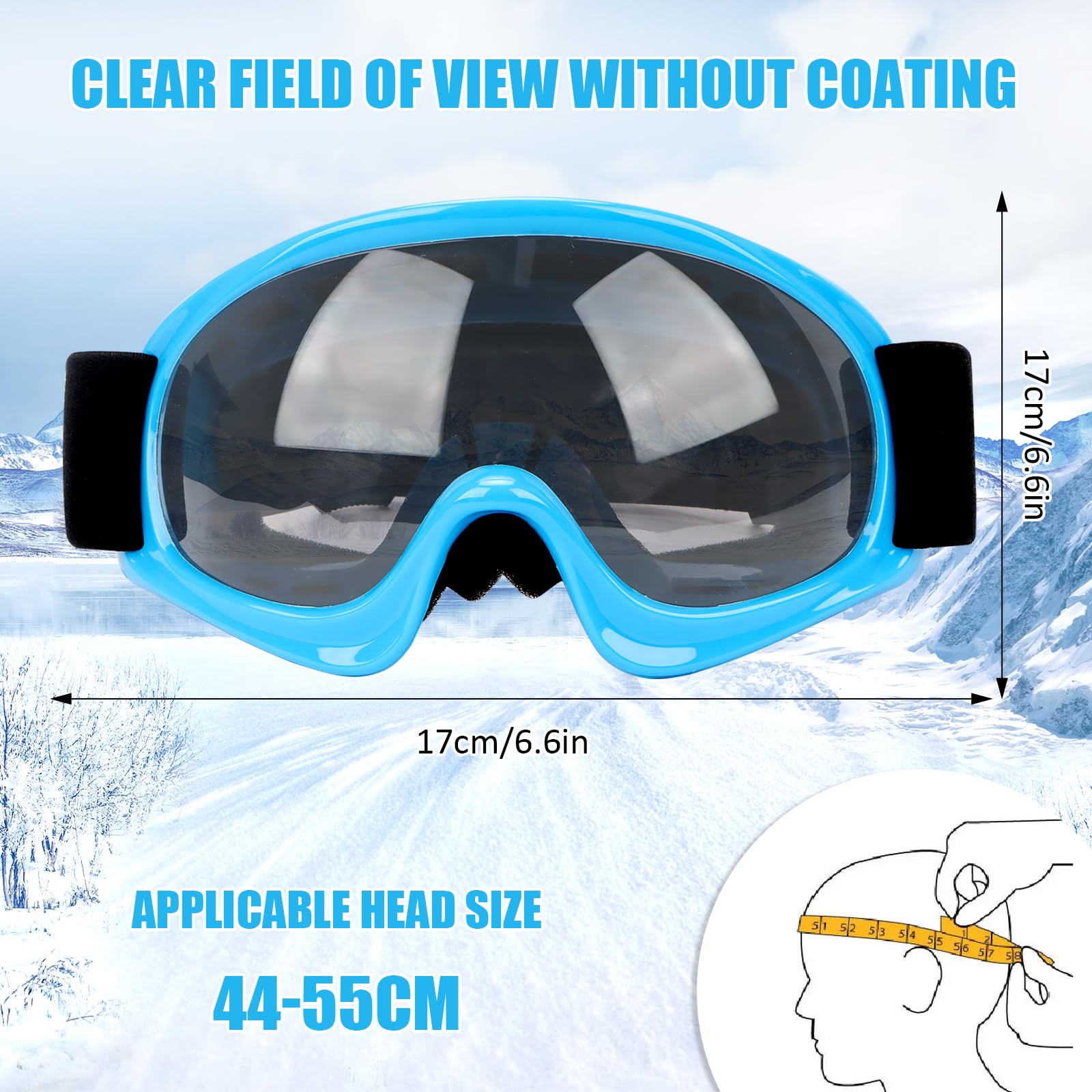 Lunettes de ski pour enfants de 3 à 14 ans - Anti-buée - Pour garçons et filles - Protection UV - Anti-buée - Pour ski, moto, vélo, patinage