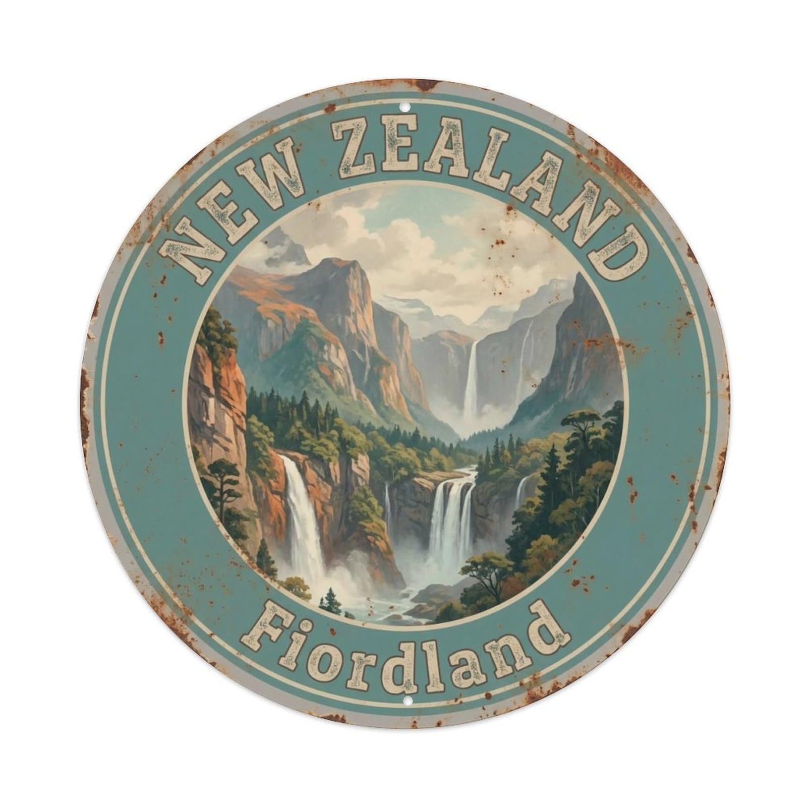 Vintage Travel New Zealand Shore Vintage Metal Tin Sign Plaque Wall Decor for Cafe, Club Bar, Office, Garden Metal Poster 8x8Inch