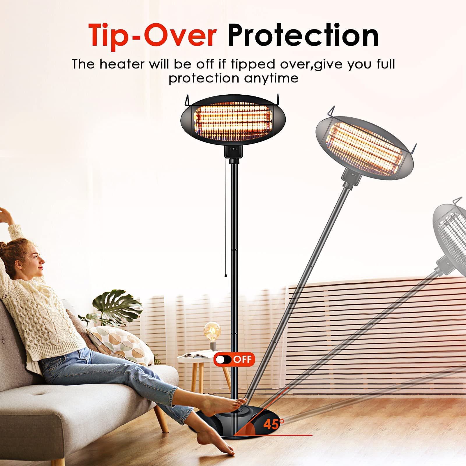 TRUSTECH Patio Heater Outdoor Heater with 3 Ajustable Heating Modes