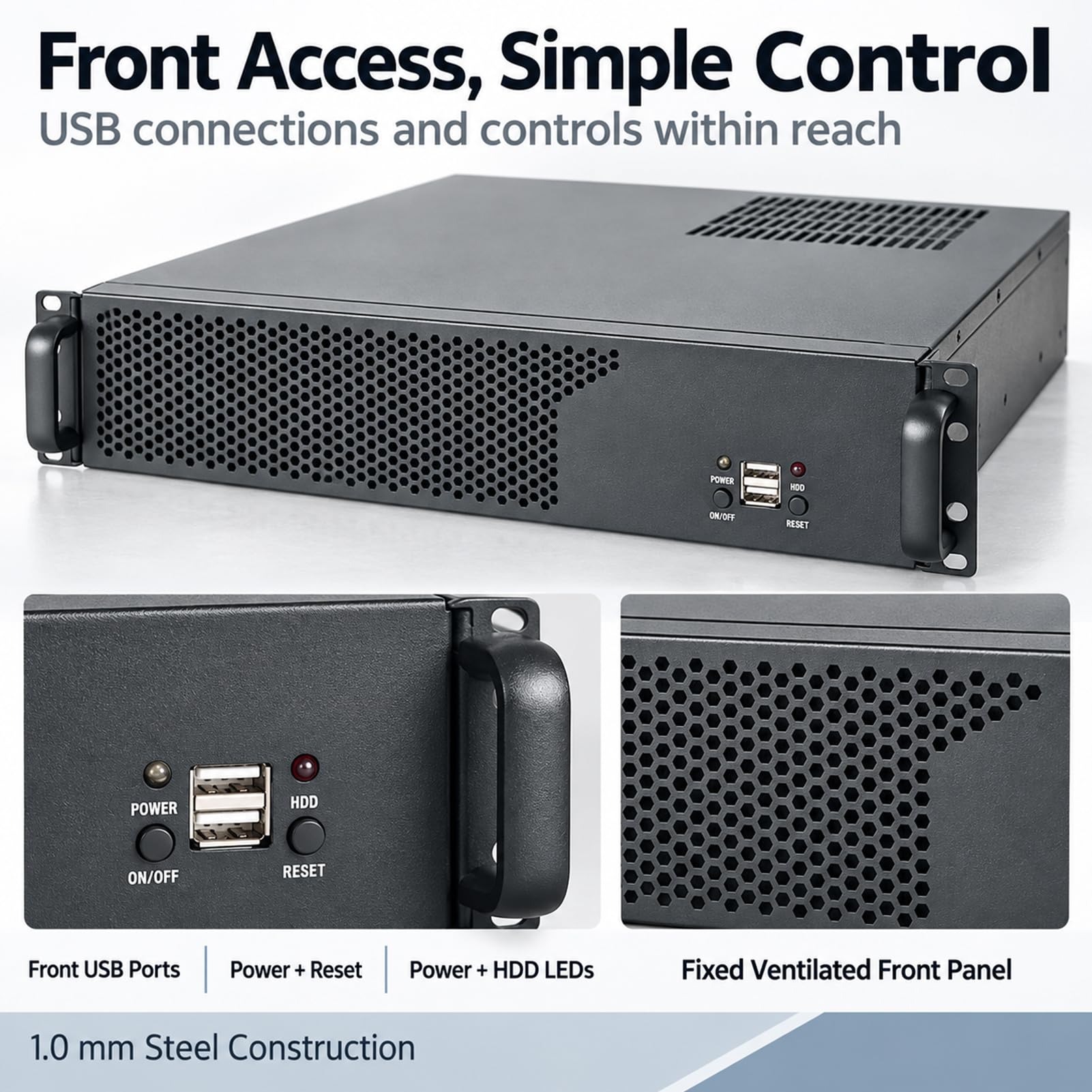 Chasis De Servidor Para Montaje En Bastidor 2u, Con Puertos Usb 2.0