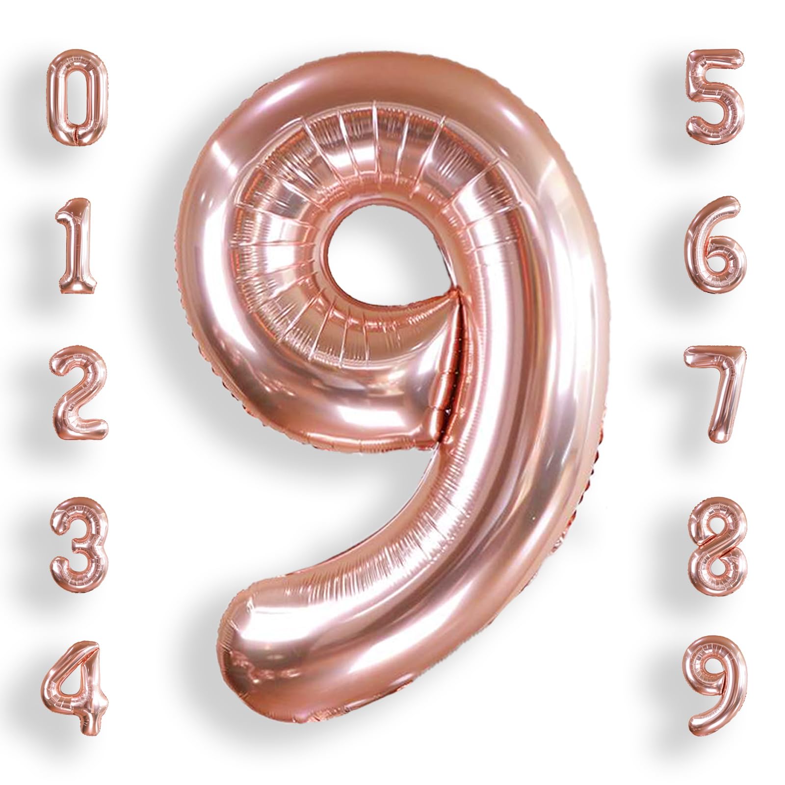 AULE 40 Inch Rose Gold 9 Balloon Number Foil 0-9 Birthday Big Numbers