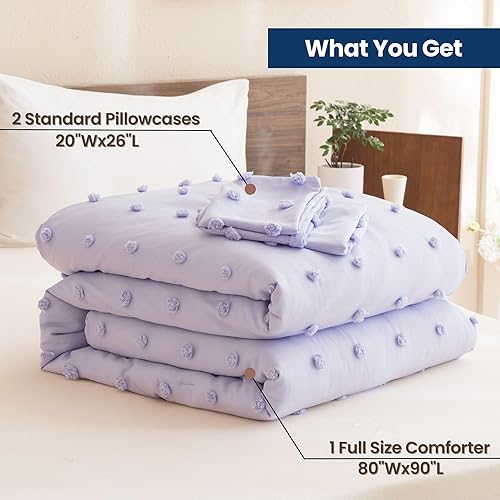 Miniatura 7 de Paxrac Dreamy - Juego de edredón de lavanda tamaño matrimonial, juego de cama de 3 piezas, color morado claro, ropa de cama ligera lila, edredón de