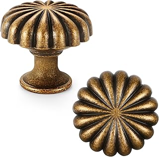 10 Pack Antique Brass Cabinet Knobs for Kitchen Cabinets and Dresser Dra...