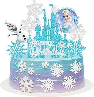 Frozen Castle Birthday Cake Topper, Winter Princess Birthday Supplies Snowflake Cartoon Theme Cake Decoration For kids