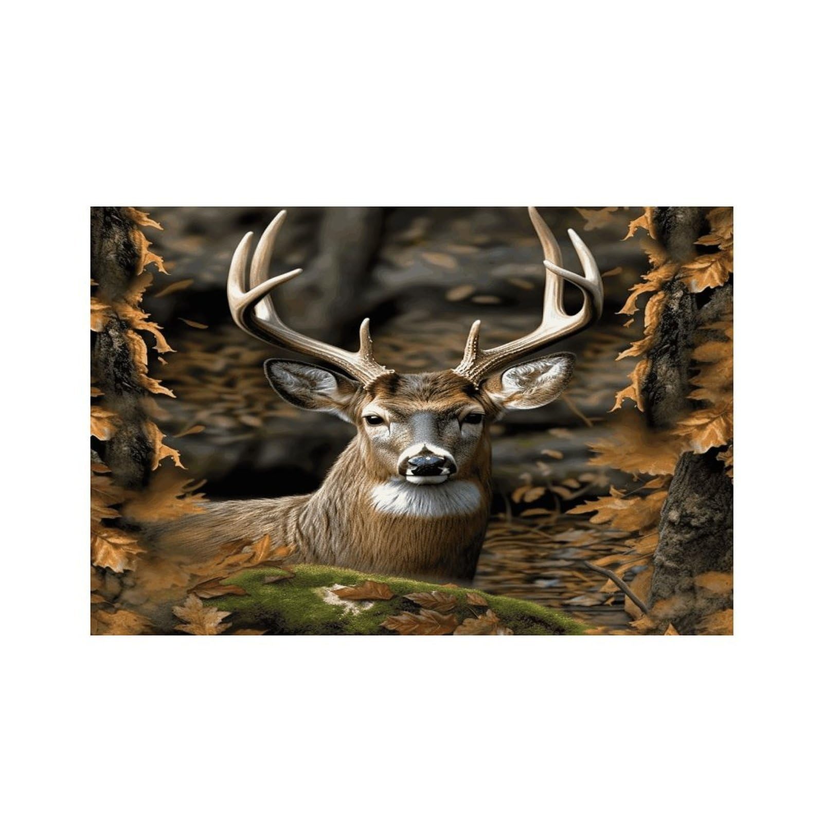 Camouflage Deer Placemats Non-Slip Heat Resistant Table Mats Flax Washable Cloth Place Mats Easy to Clean Premium Placemat for Kitchen Dining Table Decor Party Outdoor