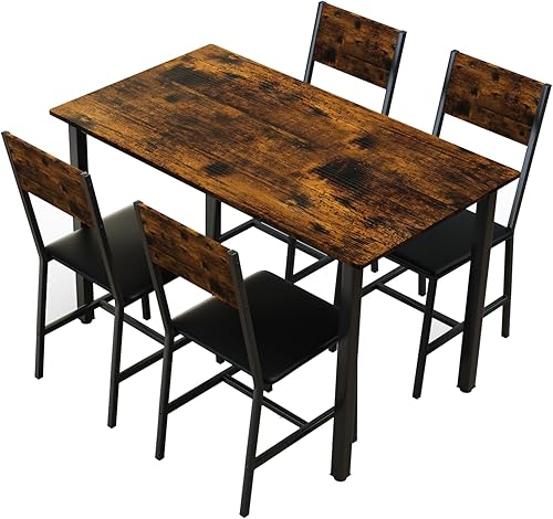 Miniatura 5 de 5 Metal and Wood Indoor Dinning Table Furniture Set for 4, Dining Table Chairs