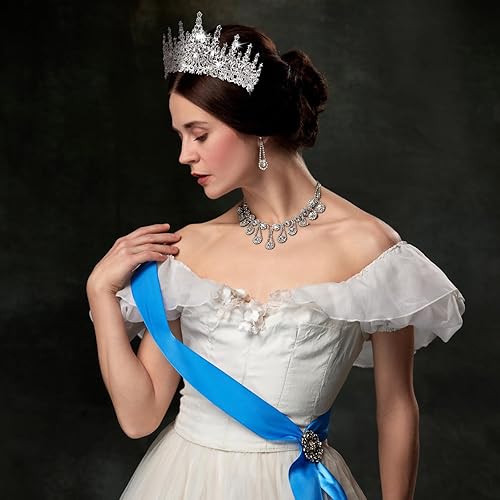 Miniatura 7 de Kigeli Paquete de 4 coronas de reina para mujer, corona de concurso con peines de diamantes de imitación, tiara de princesa, tiara de graduación