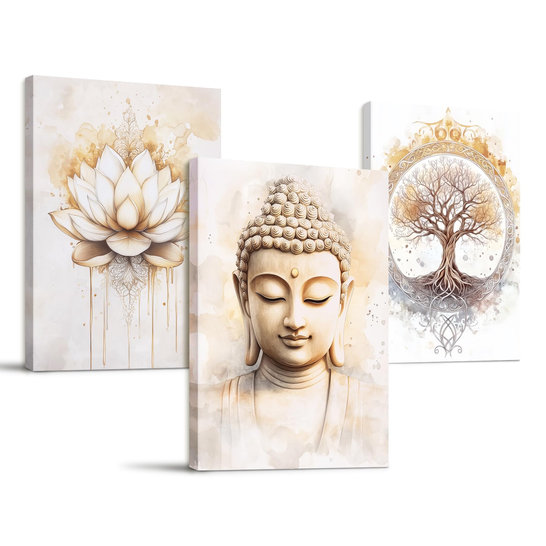 hyidecorart Baum des Lebens Lotus Mandala Wandbilder Wohnzimmer 40x58 cm | Wunderschönes Bild, HD-Druck, Einfach Aufzuhängen, Große Formate, Vielseitige Raumdeko, Ruhige Wandkunst, Geschenk