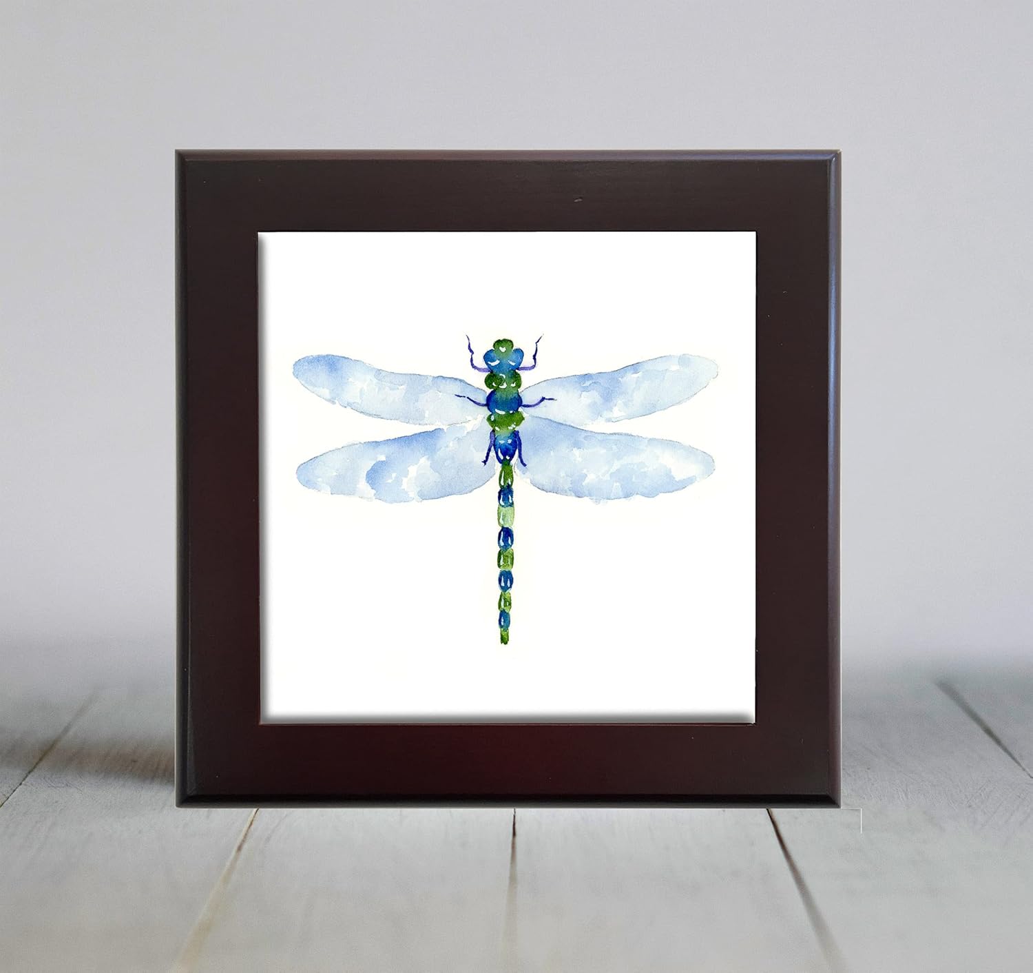 Dragonfly Watercolor Art Decorative Tile (6 X 6 Framed) : Home & Kitchen