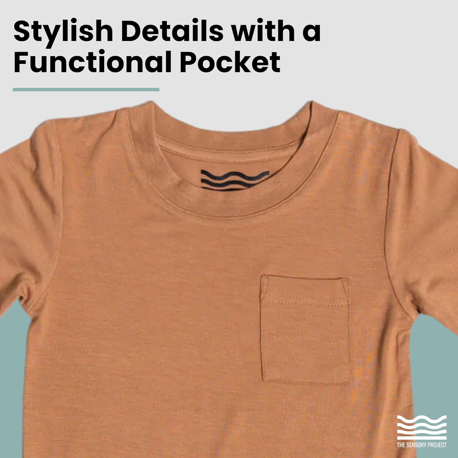 THE SENSORY PROJECT FlexiFeel Long Sleeve Pocket Tee – Sensory Friendly Super Soft Tagless Seamless Cotton Shirt - Image 4