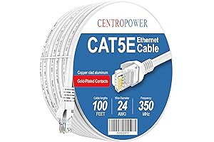 Cat5e Ethernet Network Patch Cable, 100ft White Internet Wire for Gaming, Broadband,...