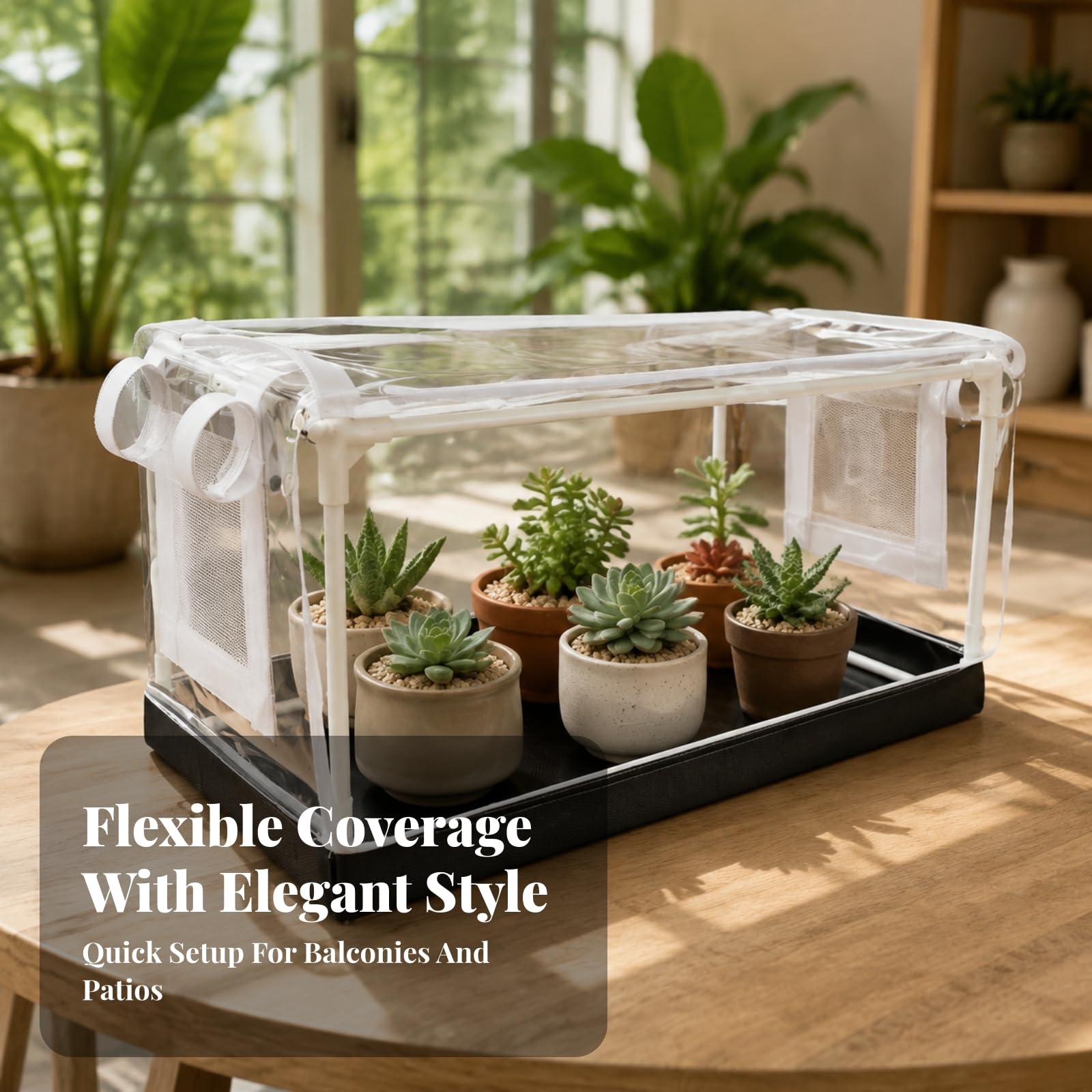 Serre Cverture en PVC | Facile à Entrenir, Serre Cadre en Fibre Verre, pr Terrasse, 80x50x50cm