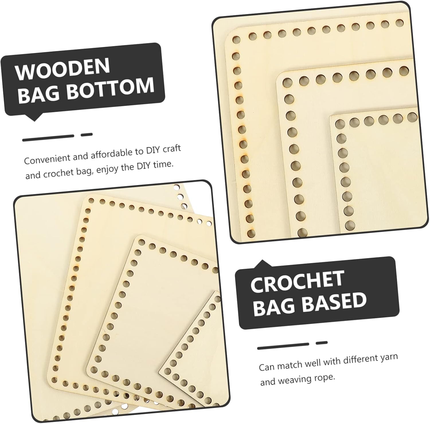 DECORNIJIA 5Pcs Natural Wood Crochet Basket Bottom for DIY Bag Weaving Wooden Base for Shoulder Bags Handbags Cross-Body and Bucket Bags Smooth Finish Basket Shaping Pad for Craft Projects