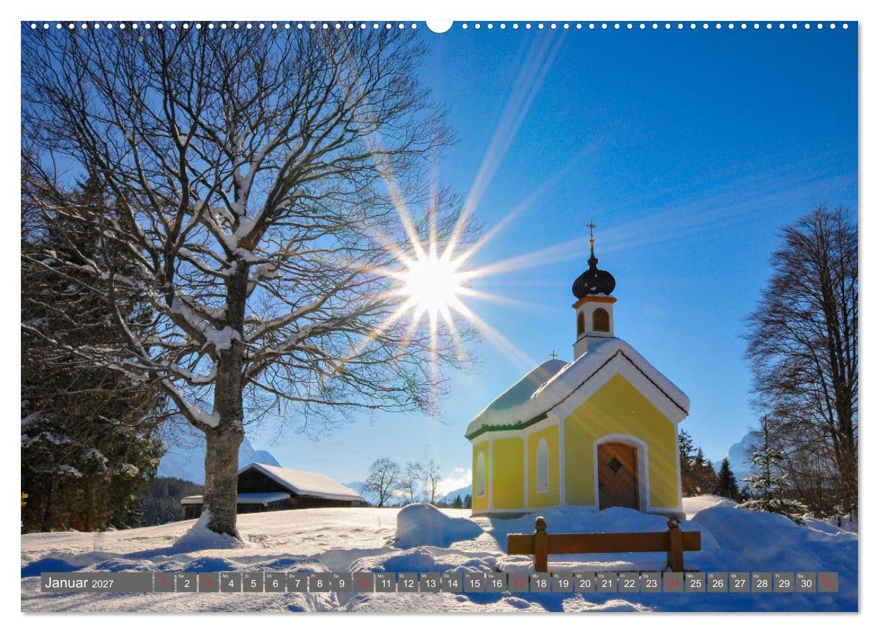 Kirchen und Kapellen in Bayern (hochwertiger Premium Wandkalender 2027 DIN A2 quer), Kunstdruck in Hochglanz: Romantische Kapellen und ... als lohnende Ausflugsziele (CALVENDO Orte)