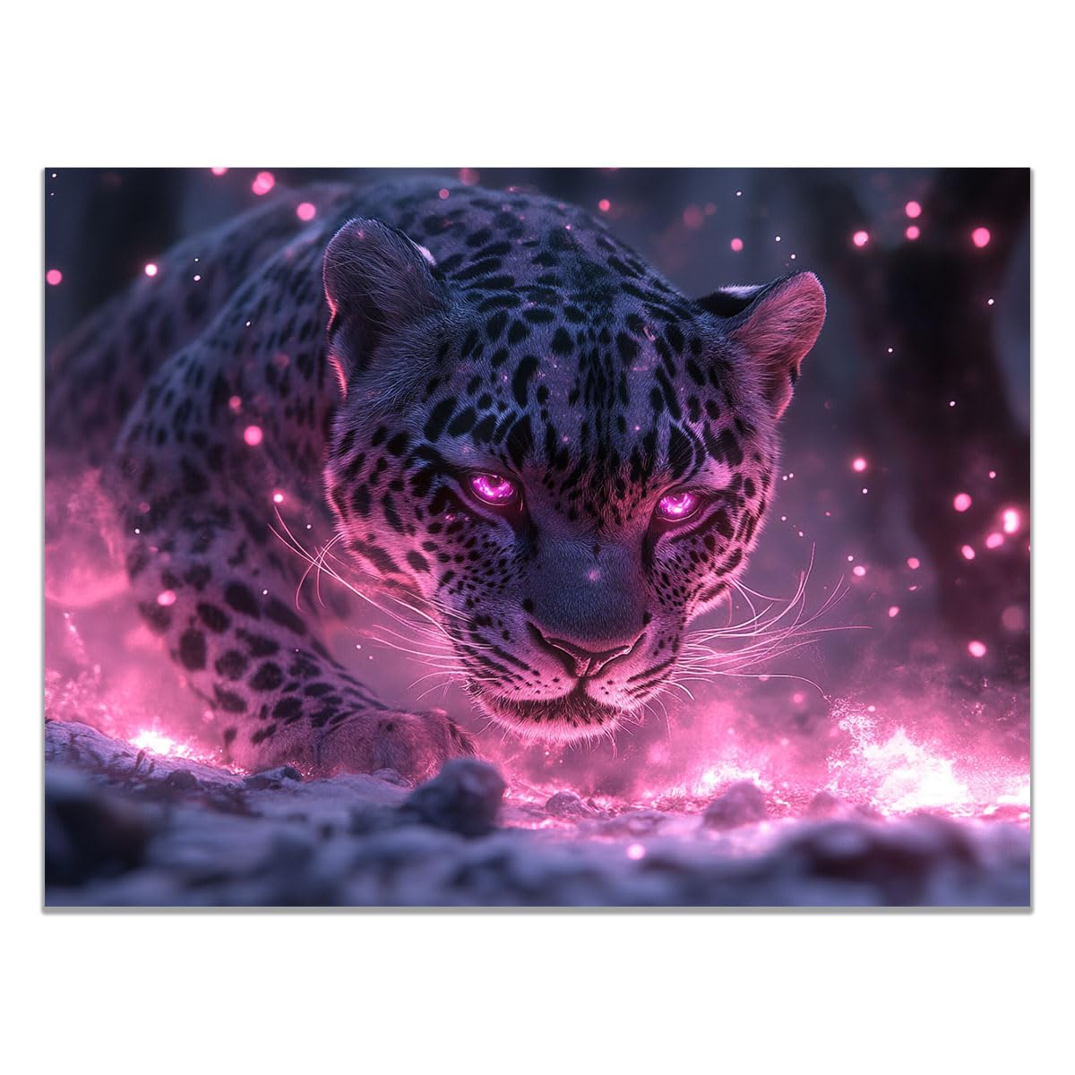 TZKRWRH Cheetah Wall Art Print Jungle Animal Decor Jungle Leopard Leopard Prints, Animals Portrait, Jungle Poster, Funny Paintings Bathroom(Purple 46)-80x120cm Unframed