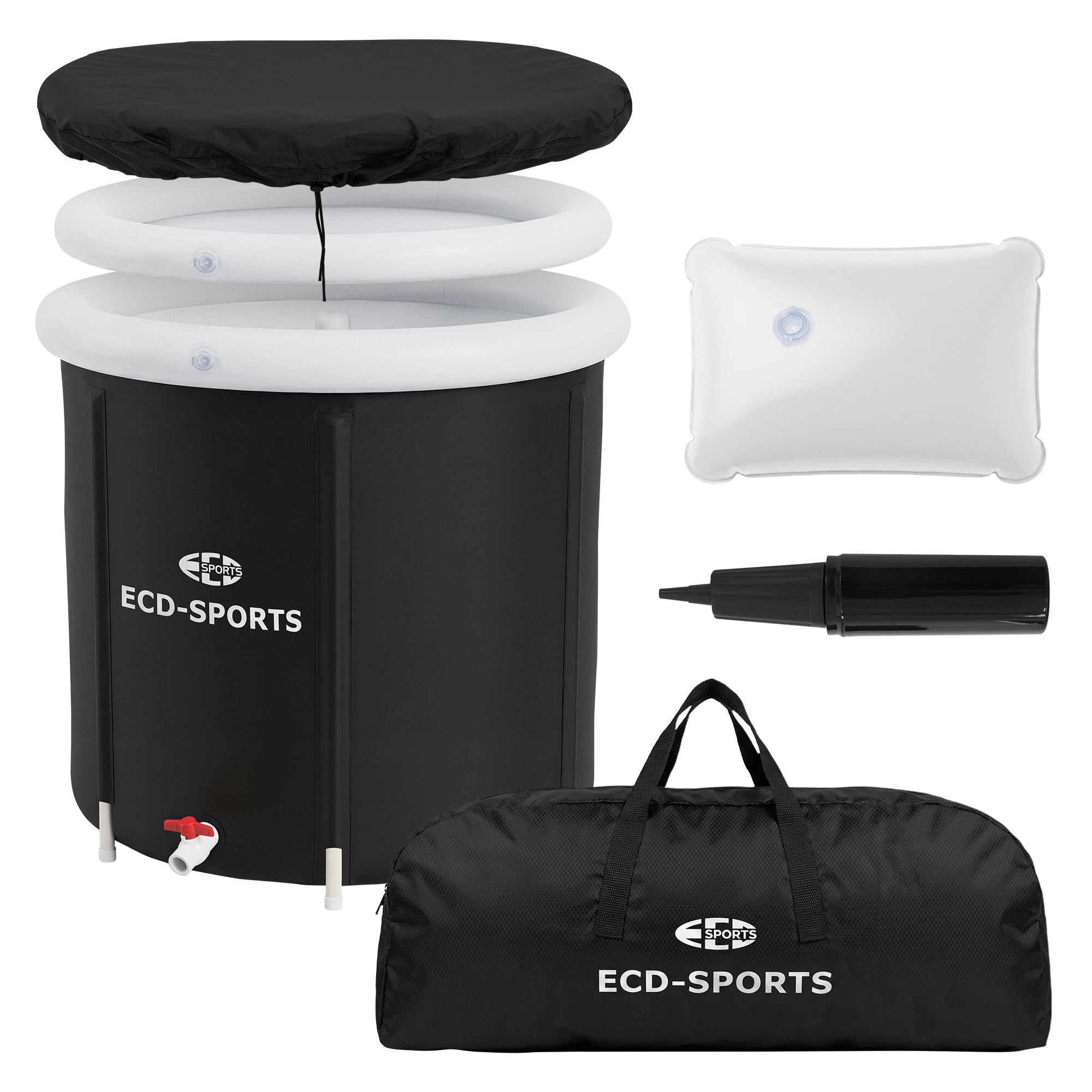 ECD Germany Vasca per Bagno di Ghiaccio Ø80 cm, Pieghevole, Set Completo con Isolamento, Vasca per Immersione 350L, Tinozza per Terapia del Freddo e Crioterapia, Portatile per Interno ed Esterno
