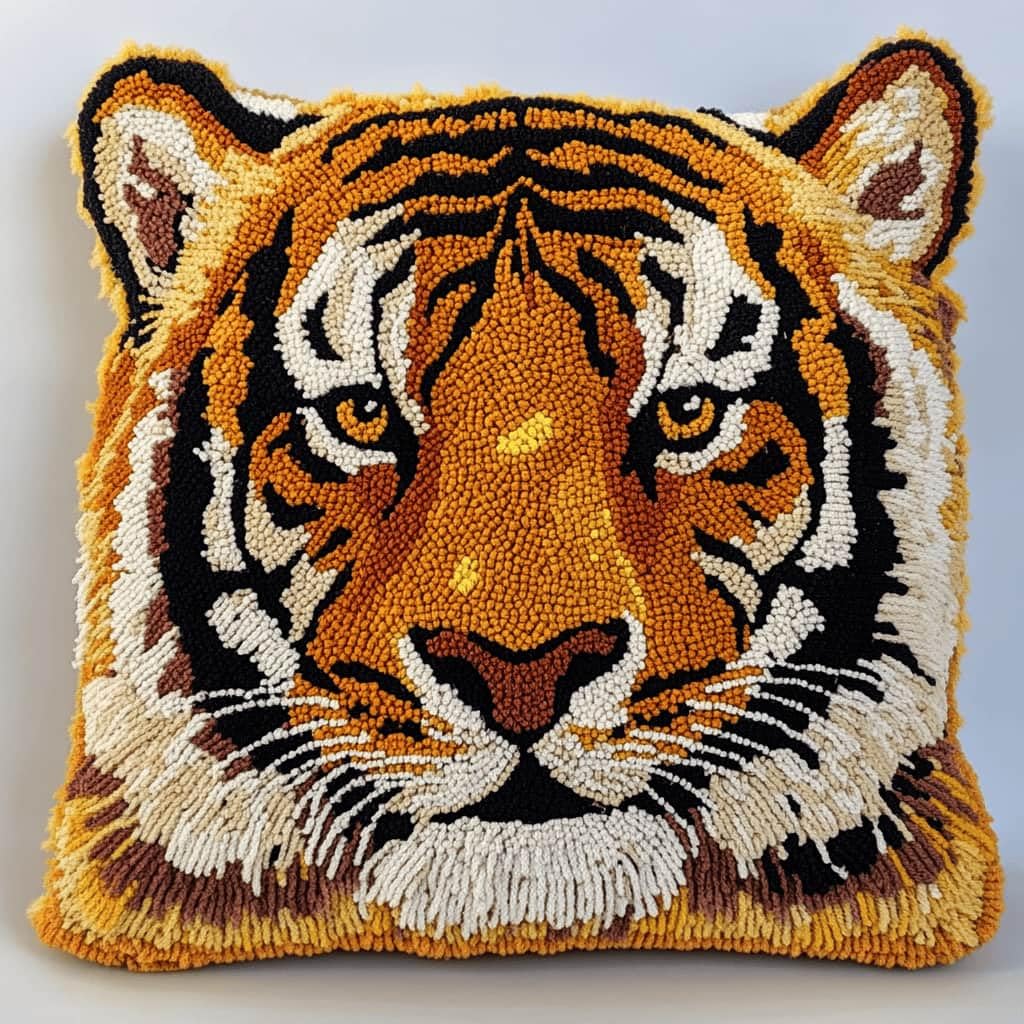 Kitquiver Latch Hook Kits Donkey for Adults,Tiger DIY Latch Hook Cushion Kits and Latch Rug Kits Cross-Stitch Embroidery Cushion Cover for Home Sofa Decoration 17X17 in