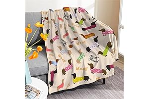 Adorable Pickle and Dot Dachshund Flannel Blanket