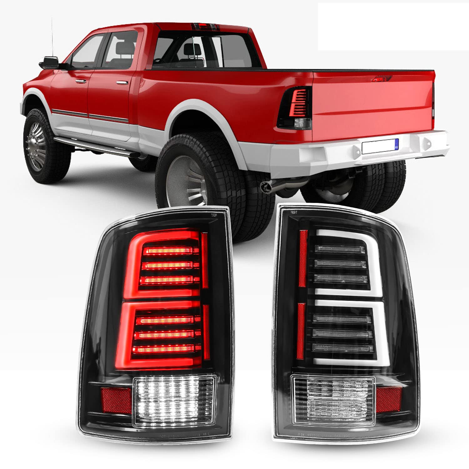 I1MOTOR Full LED Tail Lights for 2009-2018 Dodge Ram 1500 2500 3500 Taillights Car Rear Sequential DRL Turn Signal Light Automotive Brake Lamps Assembly Replacement Driver & Passenger Side