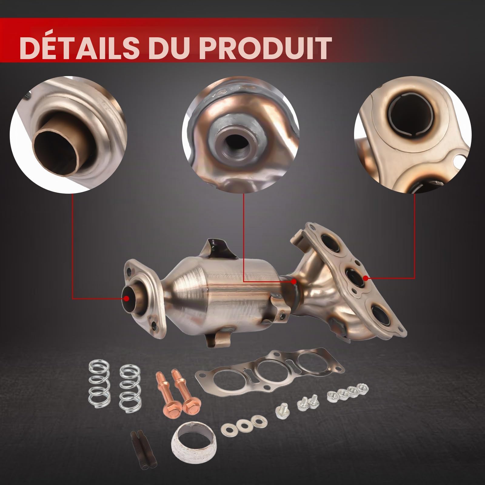 Catalyseur Flydida avec kit de montage et jeu de joints pour C1 (PM_, PN_) 107 (PM_, PN_) AYGO (_B1_) 2005-2014 Accessoires auto 0342L5 0342K0 0342K3 0342K8 0342L3 1609158080 171400Q010