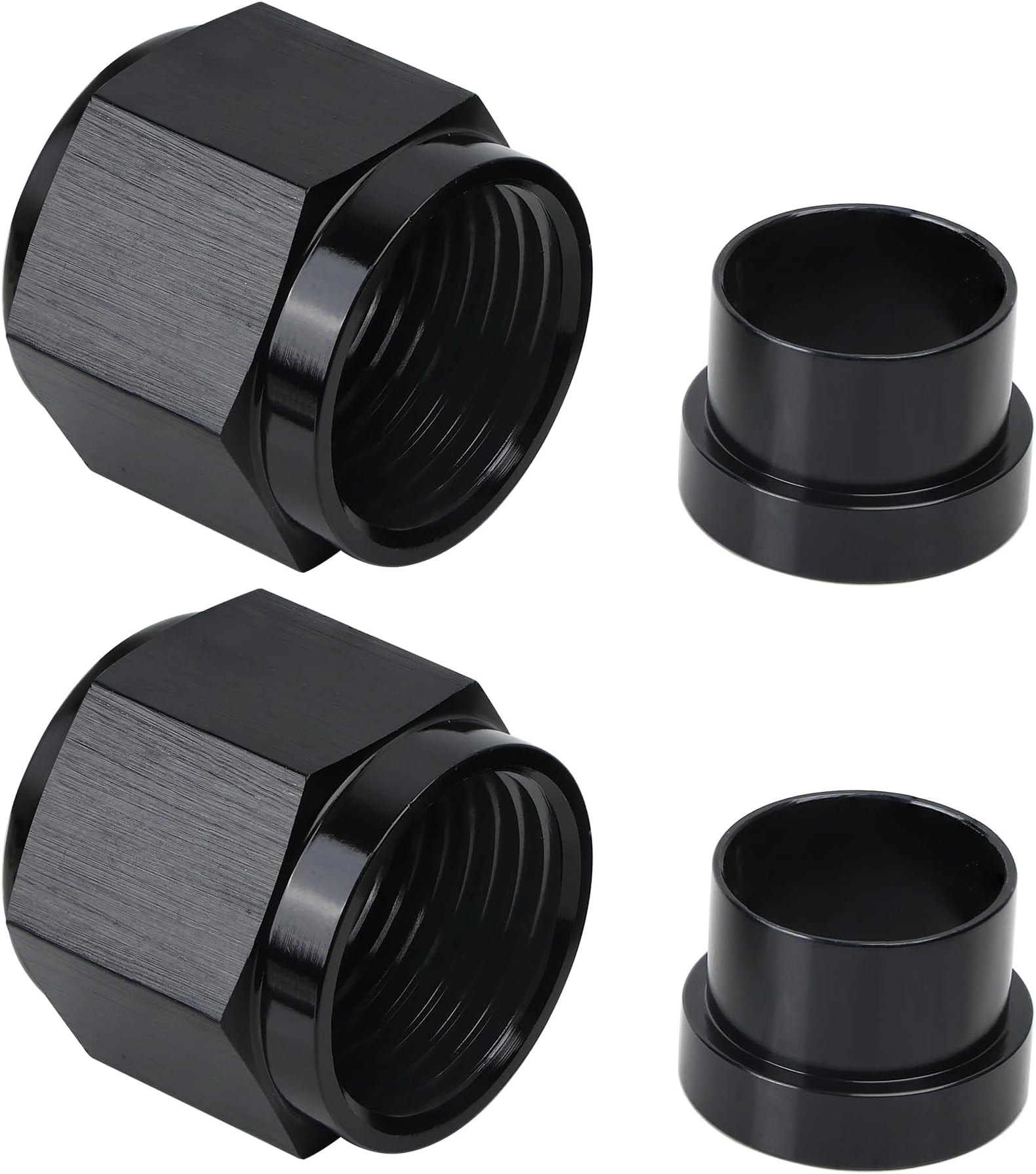 EVIL ENERGY 10AN Female Hardline Tube Nut & Sleeve Aluminum Fitting for 5/8" OD Alloy Tubing 2PCS