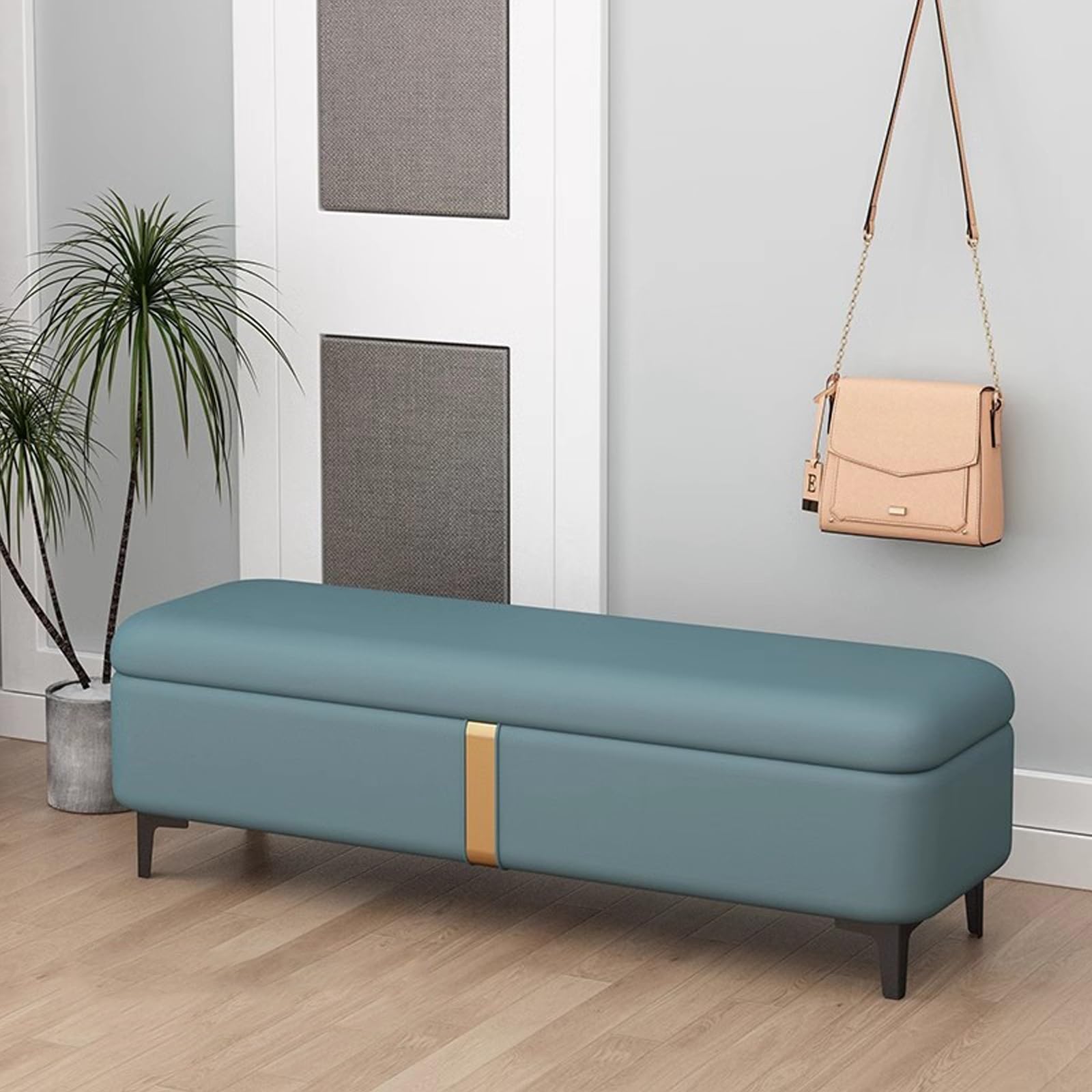 LWJSOCP Shoe Storage Bench for Entryway Bedroom or Foot of Bed Versatile for Clothing Shoes and Cloakroom (Green 120cm/47.2in)