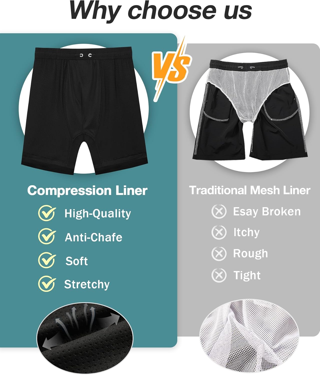 zeetoo Mens Swim Trunks with Compression Liner 9" Inseam Quick Dry Swim Shorts with Zipper Pockets Bathing Suit - Image 4