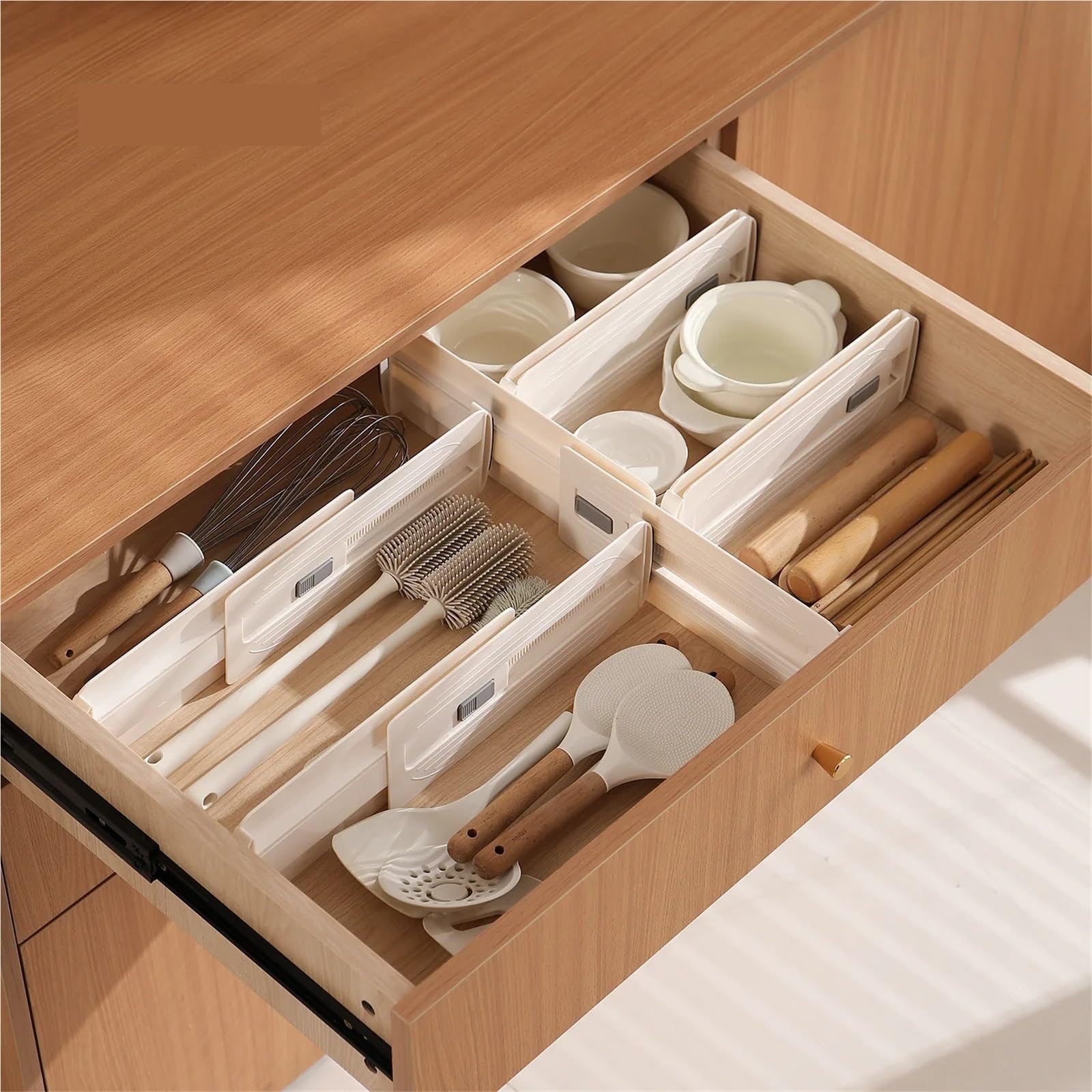 Organizzatore for cassetti espandibile Lunghezza regolabile 29 46 7 cm Scomparti flessibili Tappetino antiscivolo for armadietto da bagno cucina