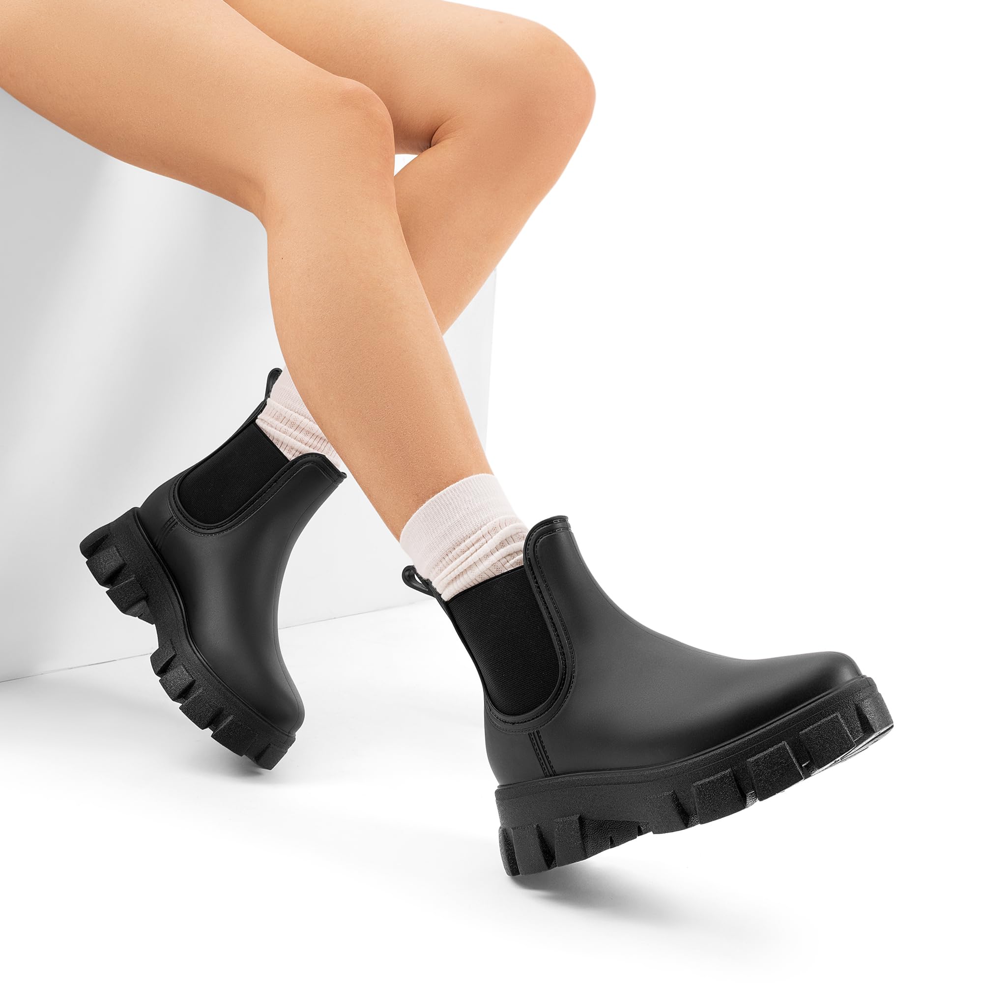 DREAM PAIRS Botines PVC de Agua Mujer Zapatos de Lluvia Impermeable Antideslizante Ligero Moda