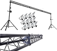 Vista 1 de GRIFFIN Triangle Lighting Truss Stand System 15FT (Hand-CrankUP Plus) – DJ Booth Trussing Kit for Light Cans & Speakers – Pro Audio Stage Platform