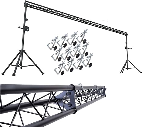 GRIFFIN Triangle Lighting Truss Stand System 15FT (Hand-CrankUP Plus) – DJ Booth Trussing Kit for Light Cans & Speakers – Pro Audio Stage Platform Hardware Package – Music Equipment Mount Gear Holder