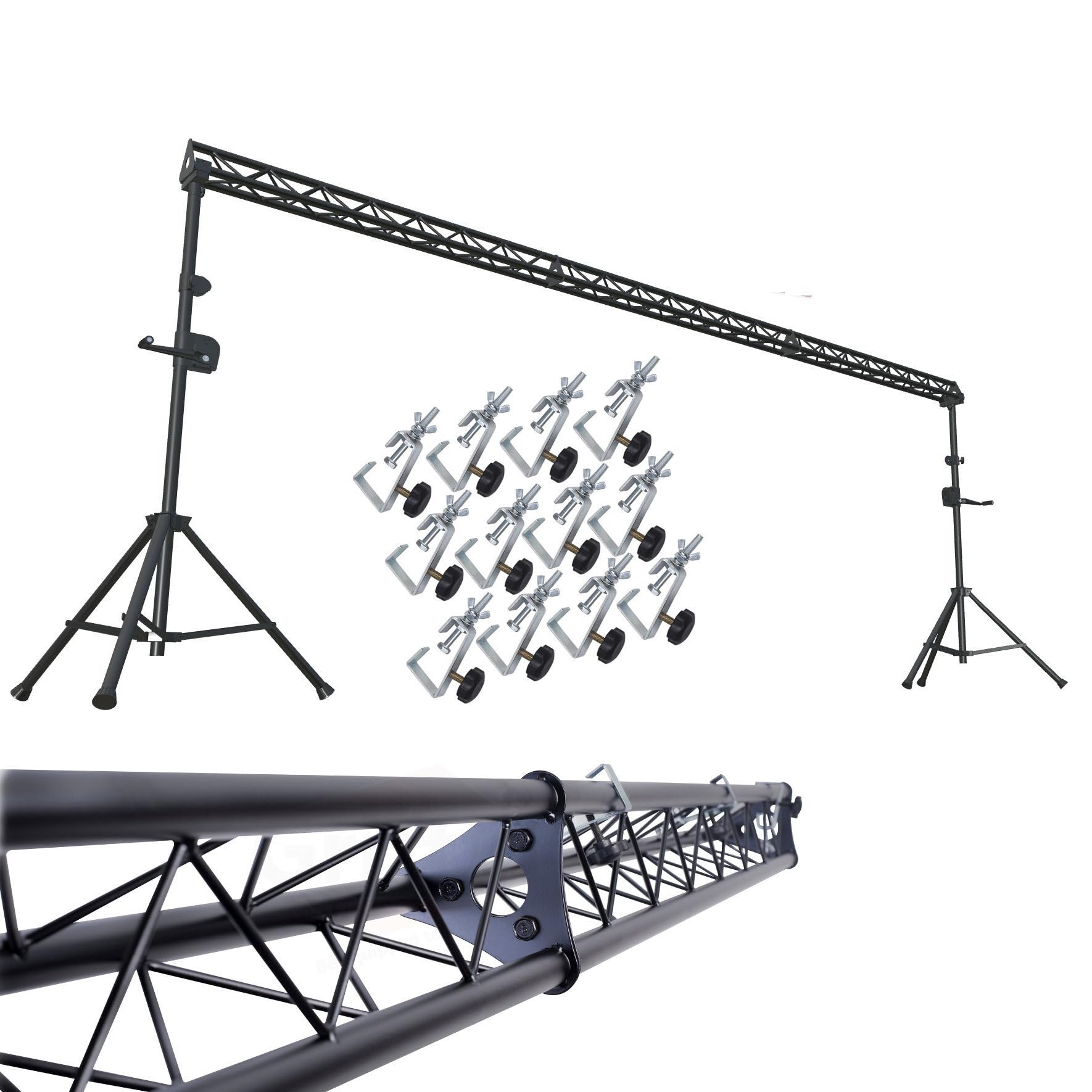 GRIFFIN Triangle Lighting Truss Stand System 15FT (Hand-CrankUP Plus) – DJ Booth Trussing Kit for Light Cans & Speakers – Pro Audio Stage Platform Hardware Package – Music Equipment Mount Gear Holder
