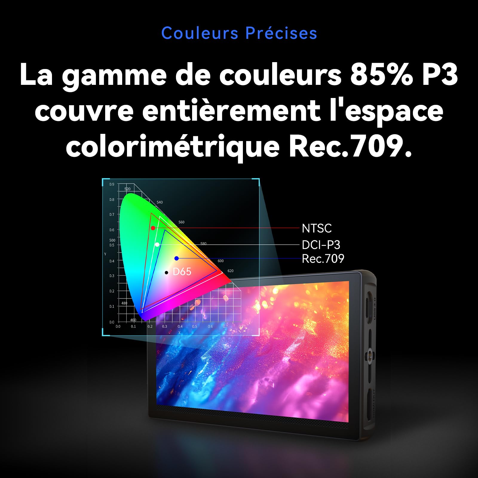 Portkeys LH5C 5,4" Moniteur Caméra 4K HDMI Input, Camera Control Touch to Focus pour FX2/FX3/FX30/A6700/A7S III/A7M IV, R5/6/7/8, GH6/BGH1/S5, 3D LUT Waveform Focus Peaking Moniteur DSLR