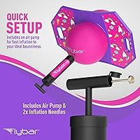 Vista 4 de Flybar Pogo - Pelota de truco para niños, tabla de rebote de equilibrio con cubierta antideslizante, bomba incluida, juguetes para interiores