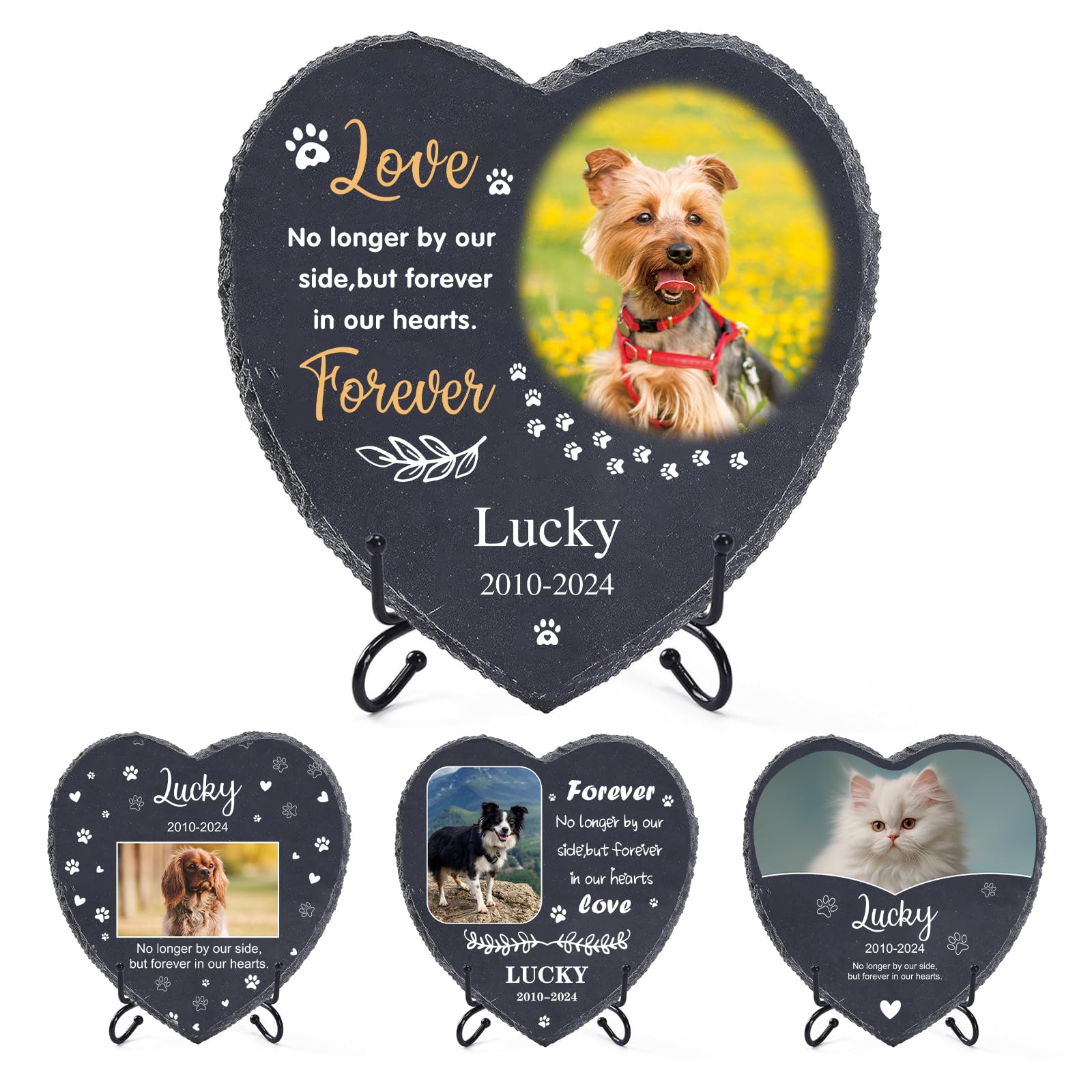 Pietra Commemorativa Personalizzata per Animali Domestici con Foto, Nome e Data, Regalo di Condoglianze per la Perdita di un cane o di un gatto, lapide per la decorazione del cimitero per cani e gatti