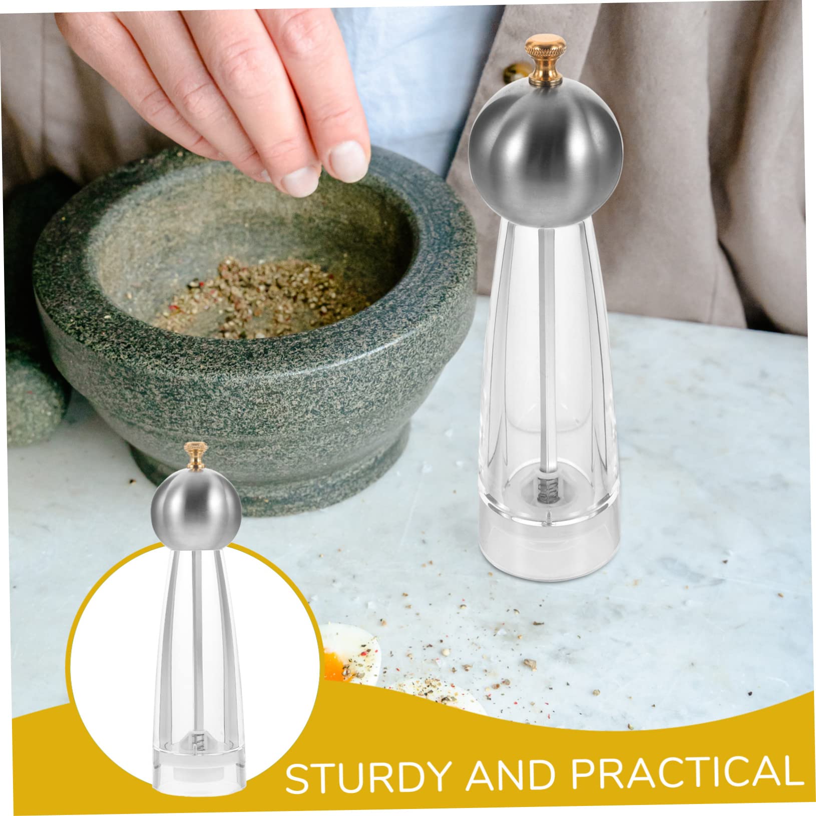 COLLBATH Pepper Grinder Coffee Bean Grinder Coffe Bean Deburring Tool Convenient Pepper Salt Dispenser Shakers Pepper Shaker Seasoning Shaker Bottle Salt Grinder Refillable Stainless Steel