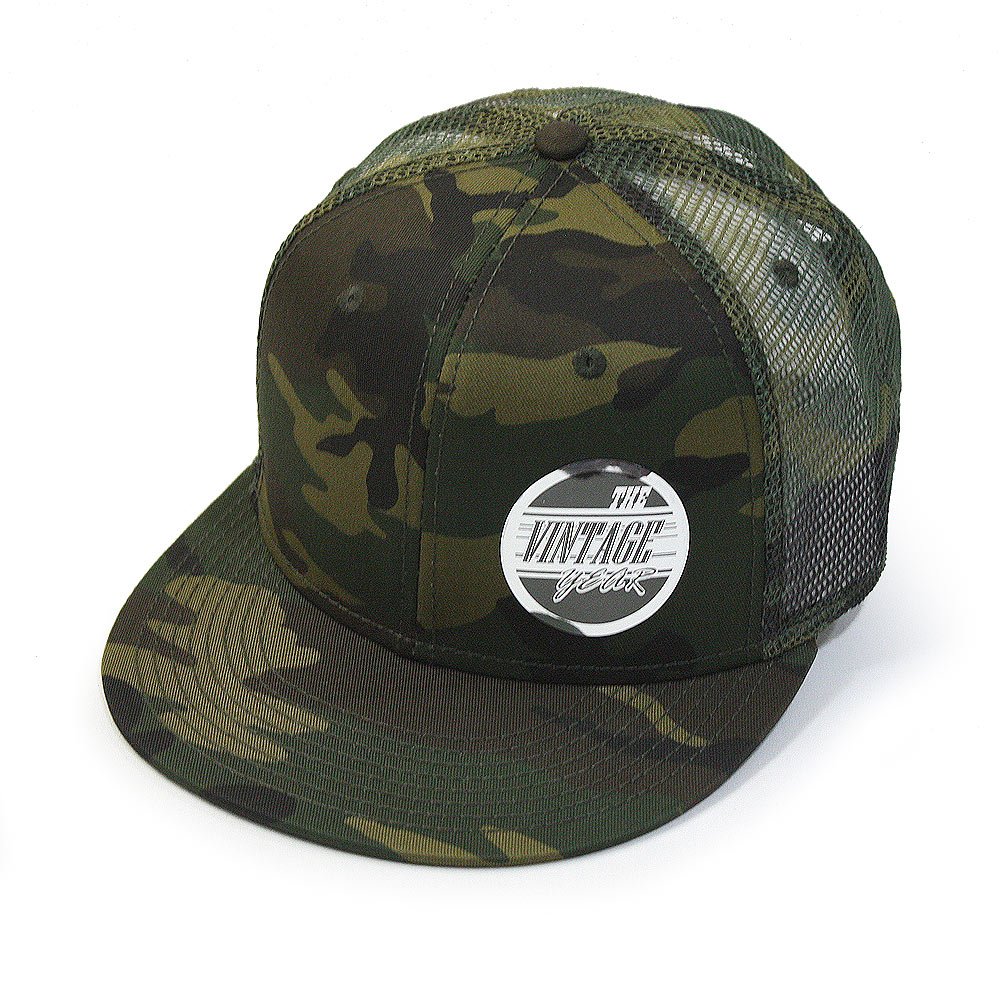 Embroidered Vintage Cars Cotton Flat Brim Mesh Snapback Trucker Baseball Cap