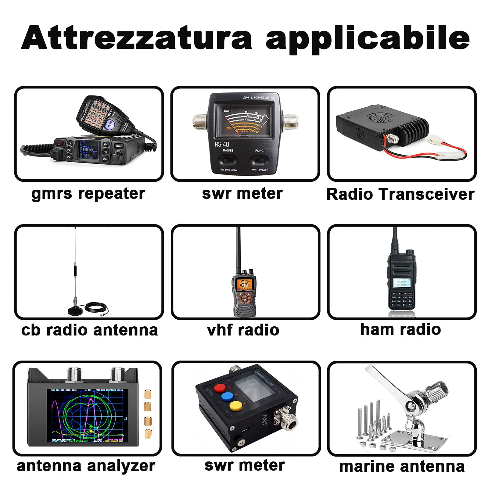 Cavo Antenna CB 15M/49,2ft UHF PL259 SO239 Maschio a Maschio Bassa Perdita RG58 VHF Marine Cavo Coassiale per HAM Radio, Antenna Analyzer, Dummy Load, SWR Meter, Broadcast