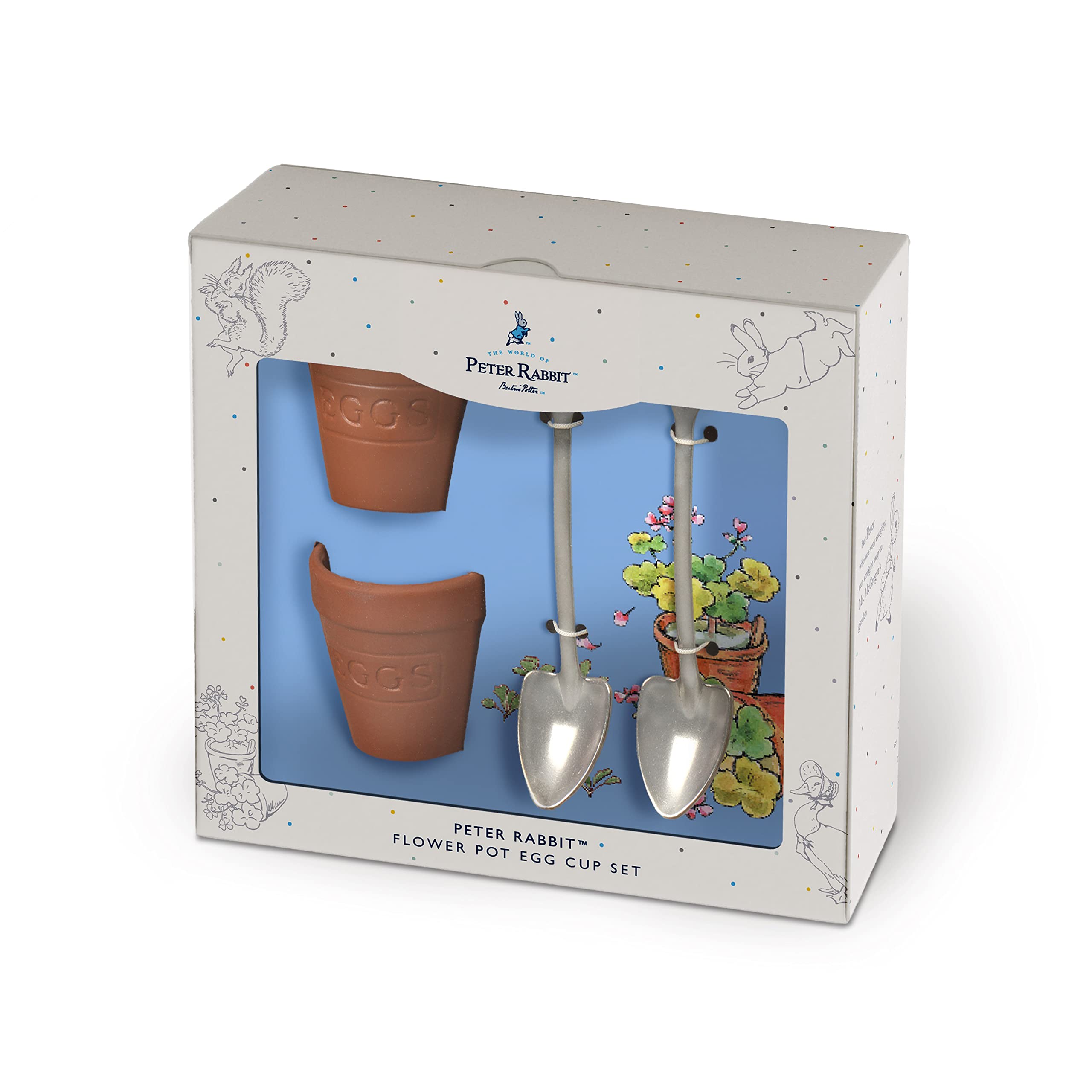 Eddingtons Peter Rabbit Classic Gardeners Egg Cups & Spoons