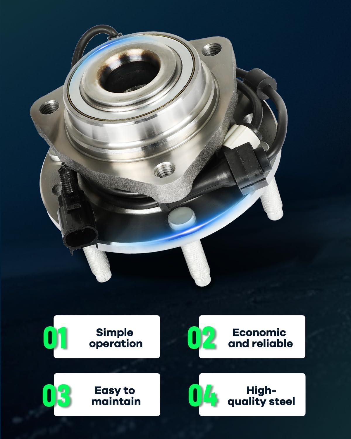 SCITOO Wheel Bearing and Hub Replaces 513188 Front fit for Chevrolet Trailblazer 2002-2009, for GMC Envoy 2002-2009, for Isuzu Ascender 2003-2008 Hub Bearing Assembly 6 Lugs W/ABS [1pc]