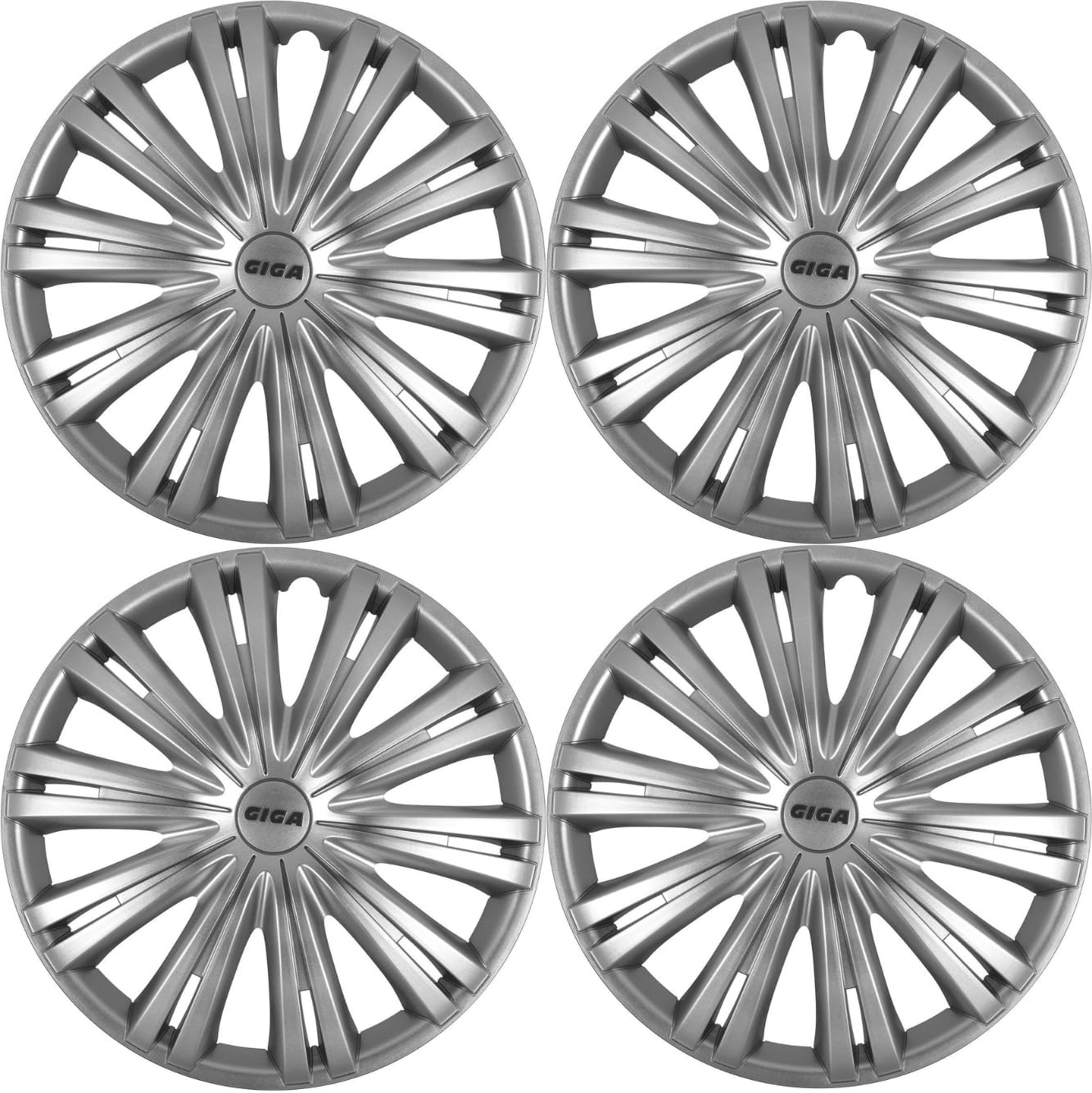 15" Inch Wheel Trims Giga Silver Covers Hub Caps, Set of 4 Fits Citroen C1 C2 C3 C4 C5