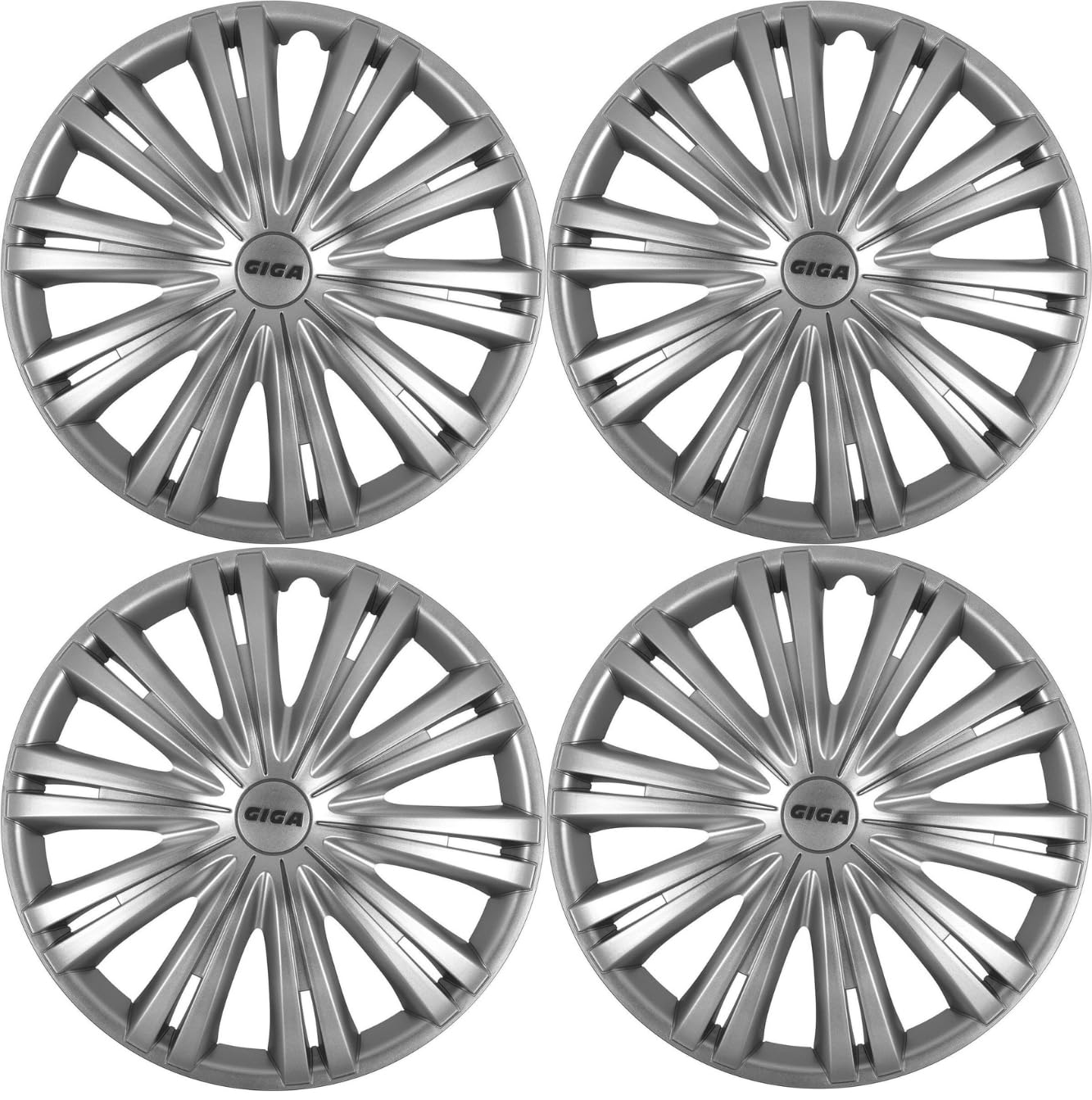 16" Inch Wheel Trims Giga Silver Covers Hub Caps, Set of 4 Fits VW Polo 09-17