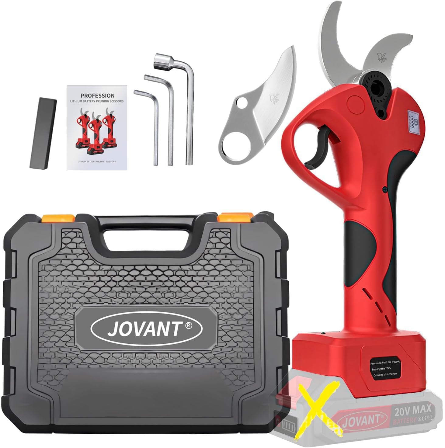 Electric Pruning Shears for JOVANT 20V Battery (No Battery), Cordless Pruning Shears 40mm(1.6 inch) Cutting Diameter Electric Shears for Tree Branch Tree Trimmer SK5 Blades Tree Pruner(Tools Only)