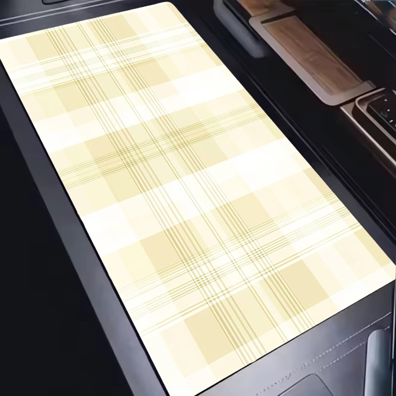 Tapis de Souris XXL 1500x800mm Desk Mat, Large Tapis de Bureau Multifonctionnel et Etendu, Protection Bureau avec Base Anti-Dérapage, pour Tous Types de Souris Maison Gaming - Plaid Jaune C0P-890