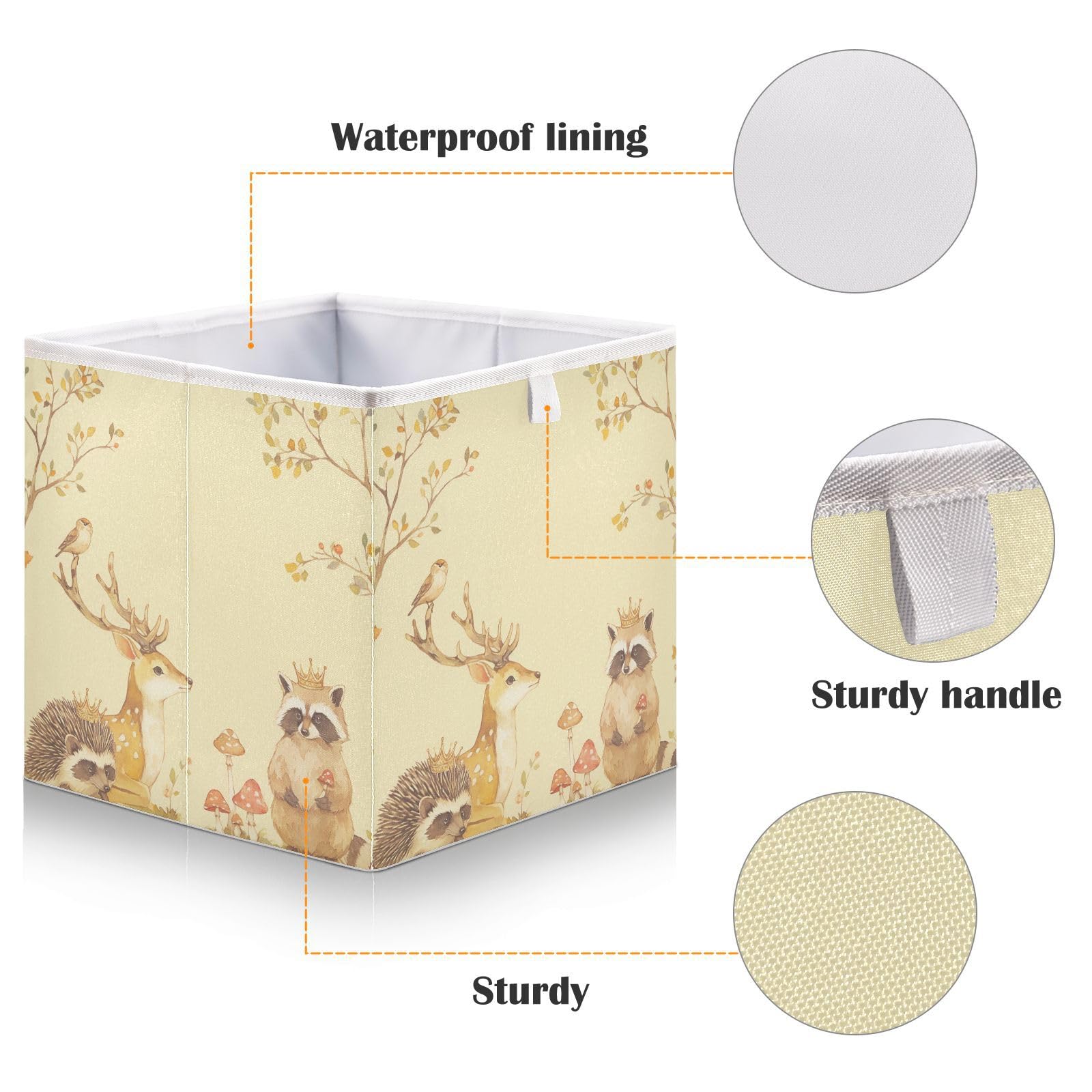 Kigai Forest Animals Storage Cubes for Organizing 11x11 inch Foldable Fabric Storage Bin Closet Oagnizer Toy Box Holiday Decorative Basket for Nursery Bedroom Office