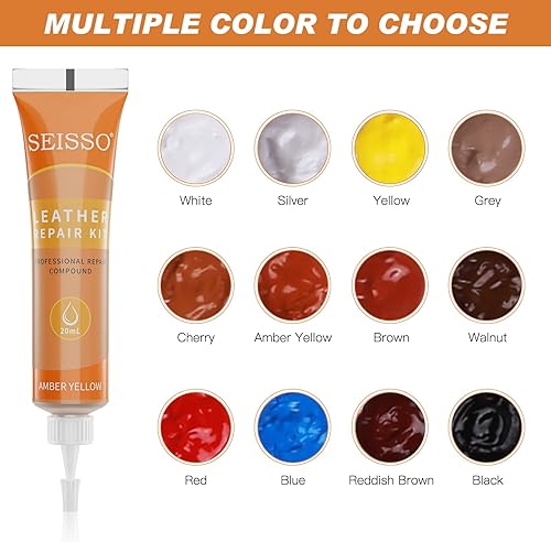 Miniatura 9 de Kit de reparación de cuero de 18 colores  para muebles, asientos de automóvil, sofás, zapatos, barco, relleno de tinte de cuero, restauración de