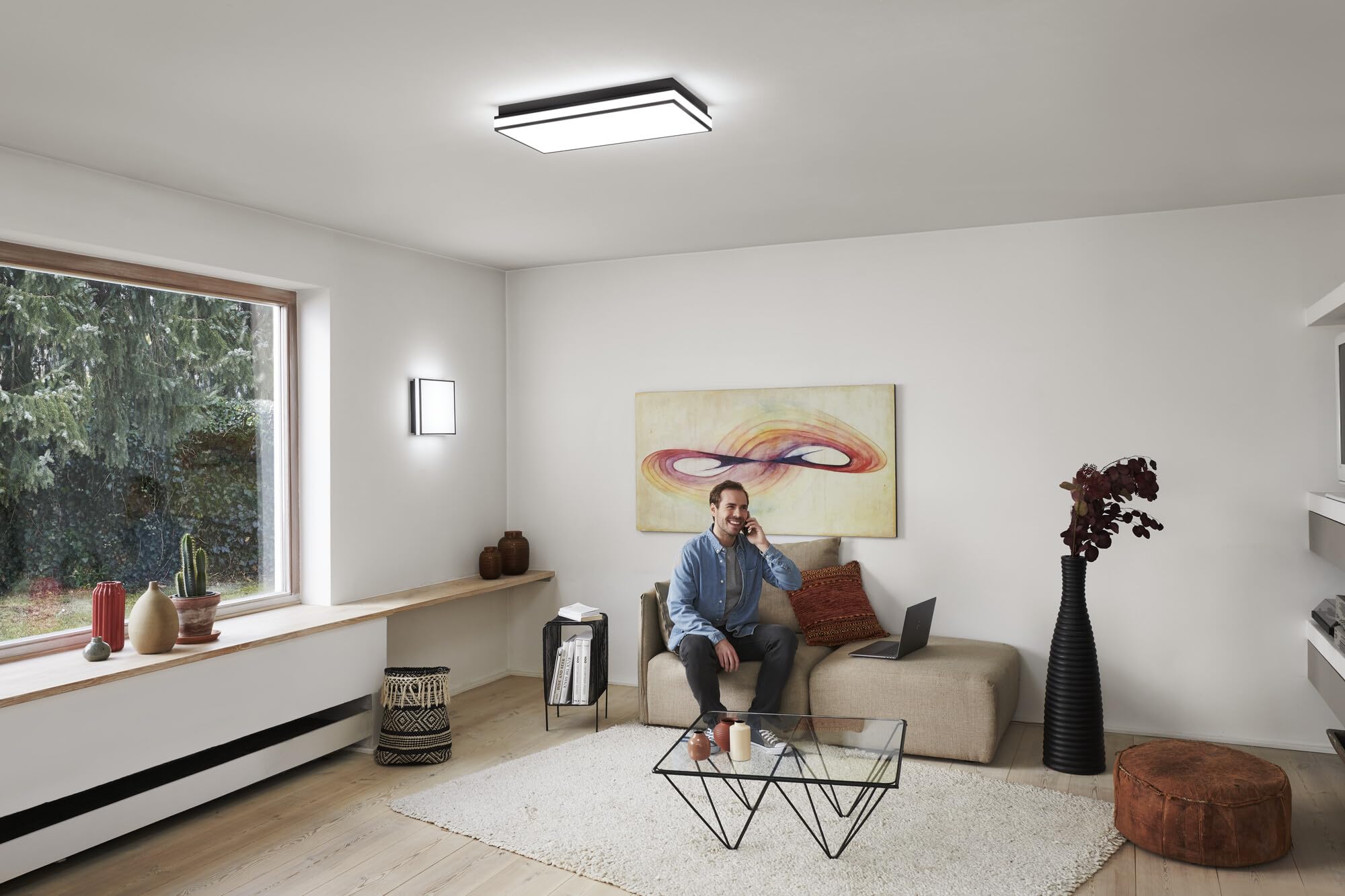 LEDVANCE ORBIS MAGNET SMART+ Wi-Fi 45x45cm, dimmbare LED Deckenleuchte für den Innenbereich, 42W, Farbtemperatur 3000-6500K, 4200 Lumen, Design-Lampe mit innovativem Magnetrahmen, schwarz