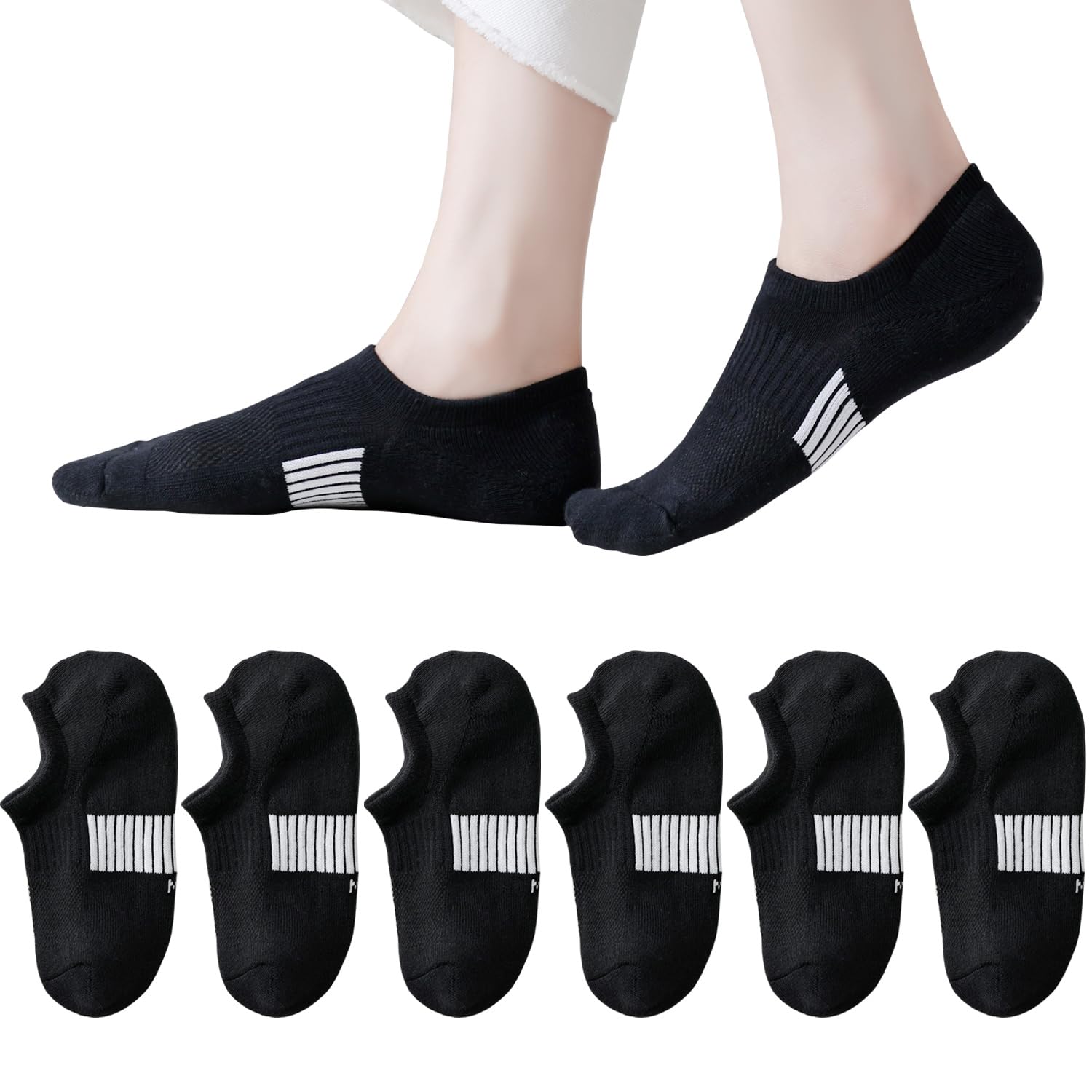 EPEIUS Thick No Show Socks for Women Athletic Ankle Socks Cushioned Running Low Cut Non Slip Footies 3/6 Pairs