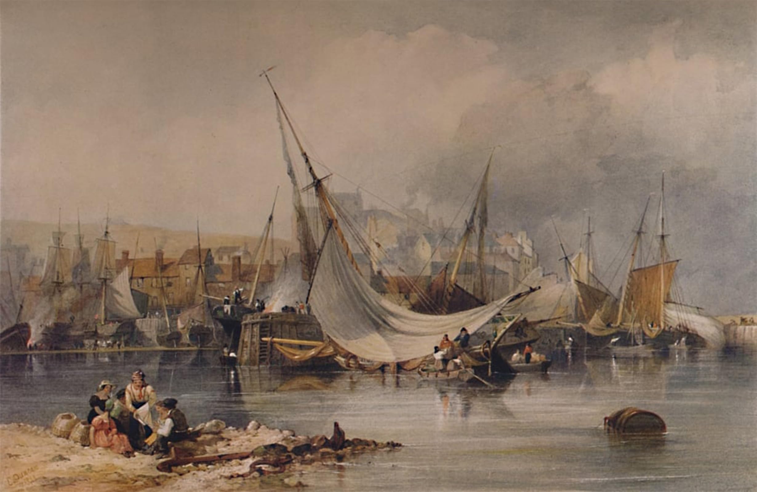 SERENDIPITP Vintage Wall Art Canvas Nordic Poster Canvas Print Picture Whitby by Famous painting Wall Art Poster for Home Decor 60x90cm
