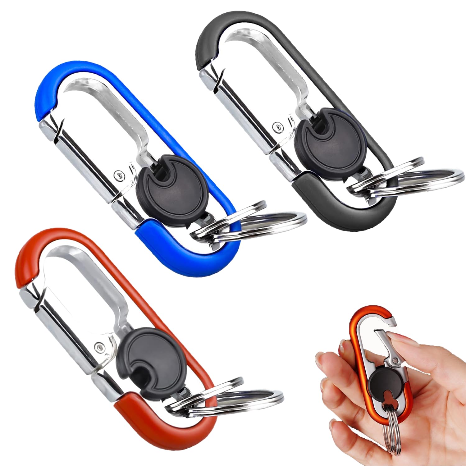 YaLiyA 3PCS Men's Heavy Duty Keychain with Double Keyrings Metal Design for Car Keys